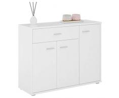 IDIMEX Buffet Coraline, Commode Meuble de Rangement avec 1 tiroir et 3 Portes, en mélaminé Blanc Mat