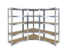 Kit détagères dangle galvanisé robuste 1800 mm H x 900 mm / 698 mm L x 400 mm P 175 kg UDL avec 2 étagères de rangement