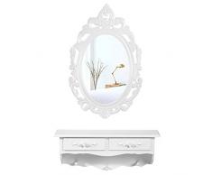SONGMICS Coiffeuse Murale Blanche avec 1 Miroir 2 Tiroirs RDT16W