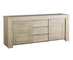 Parisot 0192ENFI Mathis Enfilade Buffet Bois Blanc 216 x 52,7 x 90 cm