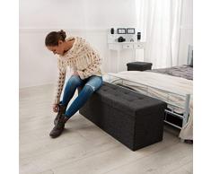 TecTake Tabouret pliant banc pouf dé pliable coffre siège de rangement boîte 110x38x38cm