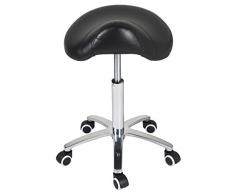 Tabouret selle de cheval ergonomique à roulettes pour cabinet médical dentist kitchen, tabouret haut réglable (Noir)