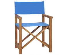 Tidyard Chaise de Metteur en Scène Pliable/Chaise de Balcon Bois de Teck Solide Bleu