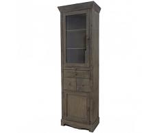 LHéritier Du Temps Colonne Vitrine Style Bonnetière Meuble de Cuisine Rangement de Salle de Bain Armoire en Bois 34x58x183cm