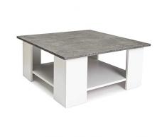 IDMarket - Table Basse carrée ELI Blanche Plateau Effet béton