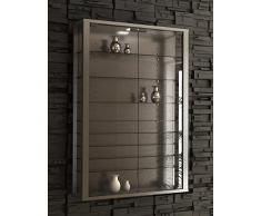 VCM 904115 Vitrosa Mini Vitrine Mural Bois Argent 90 x 59 x 18 cm