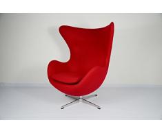 A.R.Design Egg Chair Fauteuil Reproduction Arne Jacobsen Tissu rouge.