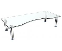 RICOO Meuble TV Design FS7024-C Support sur pied en verre moniteur suspension réhausseur écran LED LCD Plasma QE OLED 3D 4K Smart socle tele suspendu original téléviseurs rack universel Transparent