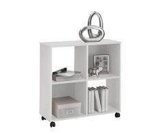 FMD 290-001_we Sprint Bibliothèque sur Roulettes avec 4 Casiers Blanc