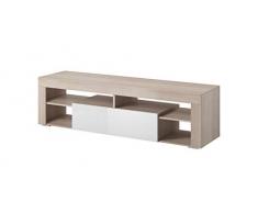 E-com Titan Meuble TV Bas avec LED Chêne Sonoma Clair Blanc 140 cm