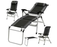 Yaccu No. 3001 Fauteuil de camping en aluminium avec repose-pieds adaptable et dossier haut