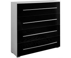 JUSTyou VERONA IVS Commode (HxLxP): 100x100x41 cm Couleur: Blanc Mat / Noir laqué haute brillance