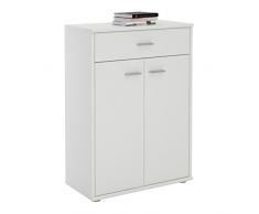 IDIMEX Buffet Calais, Commode Meuble de Rangement avec 1 tiroir et 2 Portes, en mélaminé Blanc Mat
