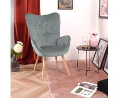 Accoudoir dappoint de salon, fauteuil de relaxation, rembourrage en velours de fauteuil et capitonné de bouton, vert clair