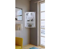 VCM Flandu Vitrine d'angle, Imitation Structure Bois, Blanc, Taille Unique