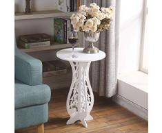 Kingsaid Table Basse Ronde Blanche Bois Salon Petite Table de Thé Table Ronde pour Interieur Table à Café Meuble Moderne Lavables-38x40x60cm