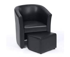 IDMarket - Fauteuil Cabriolet et Repose Pieds PU Noir