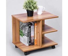 Bakaji Table basse multifonction avec roulettes en mélamine effet bois