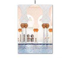 QZQ Maroc Porte Taj Mahal Mur Art Toile Peinture Nordique Affiches Et Gravures Classique Bâtiment Mur Photos pour Salon Décor Pas Encadré@30X40 cm_Je