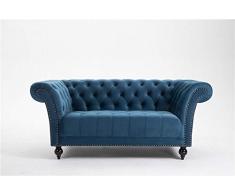 DProT Fauteuil Chesterfield en velours fait main 1,5, 2 ou 3 places 2 Seater Sofa Petrol marron
