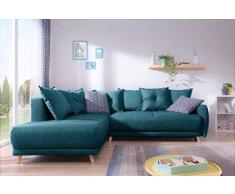 Bobochic - Lena - Canapé scandinave dangle Gauche - Bleu Canard - 236x90x190cm