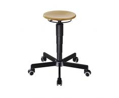 Tabouret de travail pivotant à hauteur réglable par vérin à gaz - anneau de réglage, assise en contreplaqué de hêtre - roulettes - Chaise Chaise pivotante Chaises Chaises pivotantes Tabouret Tabouret datelier Tabouret pivotant Tabouret rembourré