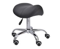 Tabouret de massage tabouret selle ergonomique pivotant 360° hauteur réglable simili cuir noir chromé