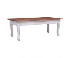 Tidyard Table Basse en Bois dAcajou Massif Solide et Durable Style Naturel Blanc 120 x 60 x 45 cm