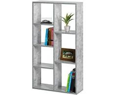 ts-ideen Petite Étagère Hauteur Casiers MDF Effet Béton Industriel Moderne DVD Ustensiles Rangement