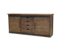 chemin_de_campagne Grand Bahut Enfilade Industriel Bois Fer Portes Coulissantes 180 cm x 81 cm