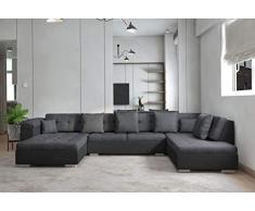 Atrium - Canapé dangle panoramique en U en Tissu et Simili Angle Droit