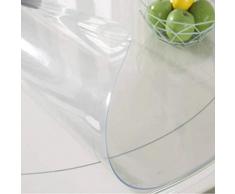 GOPG Cristal Transparent Nappe, PVC Verre Souple Preuve Dhuile Antifouling Pas Dodeur Ronde Autocollant de Protection Convient pour Table Basse Meuble TV Salon-2.0mm-Diamètre:125cm(49pouce)