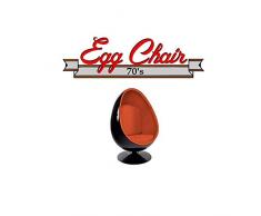 Fauteuil pivotant Oeuf, Egg Chair Coque Noir/intérieur Velours Orange. Design 70s.