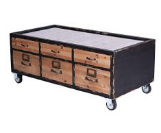 Palazzo Lof027 Palazzo Table Basse en Verre avec tiroirs et roulettes