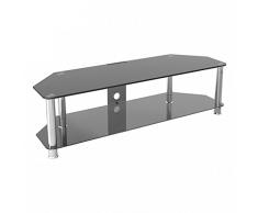 Meuble TV en verre noir brillant pour LED, LCD, plasma, écrans incurvé, téléviseur