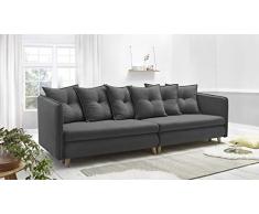 BOBOCHIC OPTI SOFA Canapé convertible 4 places Gris Foncé 264 x 103 x 77 cm