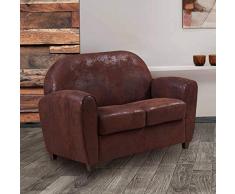 Canapé Club BUFALLO 2 Places en Microfibre Vintage Marron