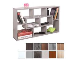 RICOO WM050-PL, Étagère Murale, 85x48x16cm, Meuble de Rangement, Etagere Suspendue, Deco Chambre, Montage Horizontal ou Vertical, Bois Couleur Platine