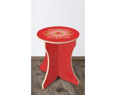 Tabouret bohème rouge en carton alvéolaire © Création Christelle Gossart