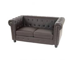 Mendler Luxus 2er Sofa Loungesofa Couch Chesterfield Kunstleder ~ runde Füße, Braun