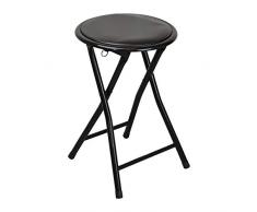 Harbour Housewares Tabouret Pliant Rond et Compact - Noir