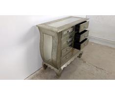 Indoortrend.com Melko Commode 8 tiroirs Vintage Argent patiné -/Aluminium Pomp Baroque