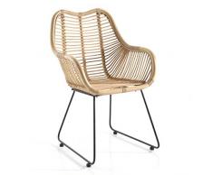 KOH DECO Fauteuil Rina en rotin et métal