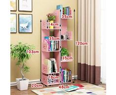 Bibliothèque polyvalente, échelle plateau autoportant d'angle de stockage Bibliothèque, Organisateur multi-couche rack Vitrine (Color : Pink)