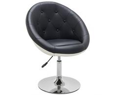 Duhome Fauteuil de Salon Fauteuil Club Similicuir Fauteuil Cabriolet pivotant Chaise de Salle à Manger réglable en Hauteur sélection de Couleur WY-509A, Couleur:Noir + Blanc, matière:Similicuir