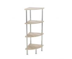 Étagère d’angle moderne pour la salle de bain, chêne, 4 Shelf
