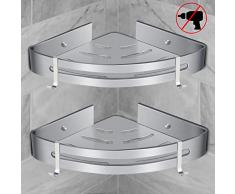Etagère de Douche d’Angle, RenFox Etagère de Salle de Bain Sans Forage Panier Rangement Douche Aluminium Murale Adhésive Serviteur de Douche Organiseur pour Shampoing(Triangle, 2 Pièces)