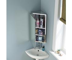 Armoire d’angle pour salle de bains avec miroir en acier inoxydable Meuble de rangement moderne MC101