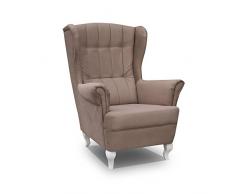 MEUBLO Fauteuil à Oreilles en Tissu Style scandinave Marron Stanford