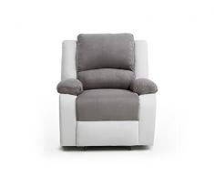 Loungitude Fauteuil de relaxation en PU blanc et microfibre grise